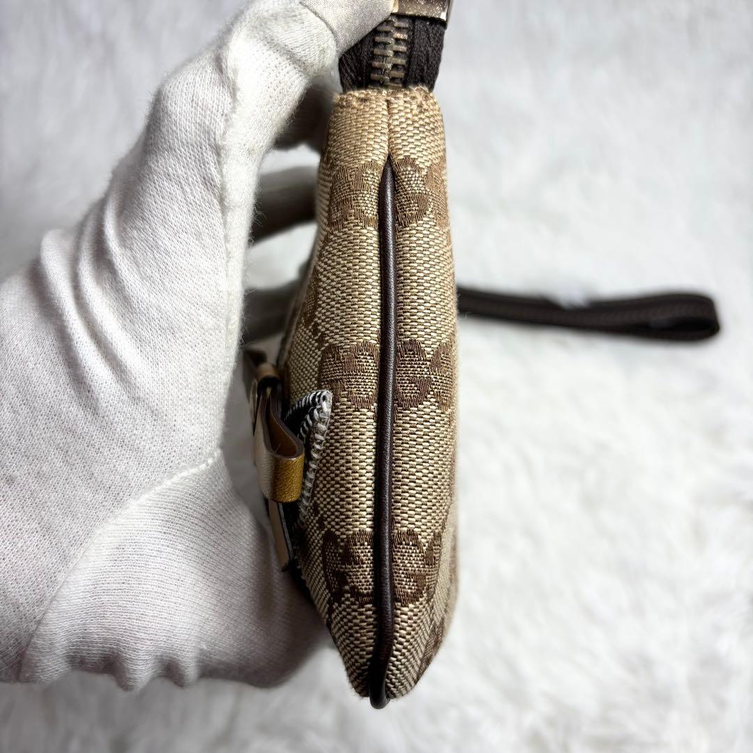 ✨箱あり✨ グッチ GGキャンバス フレンチブル ポーチ ストラップ ベージュ