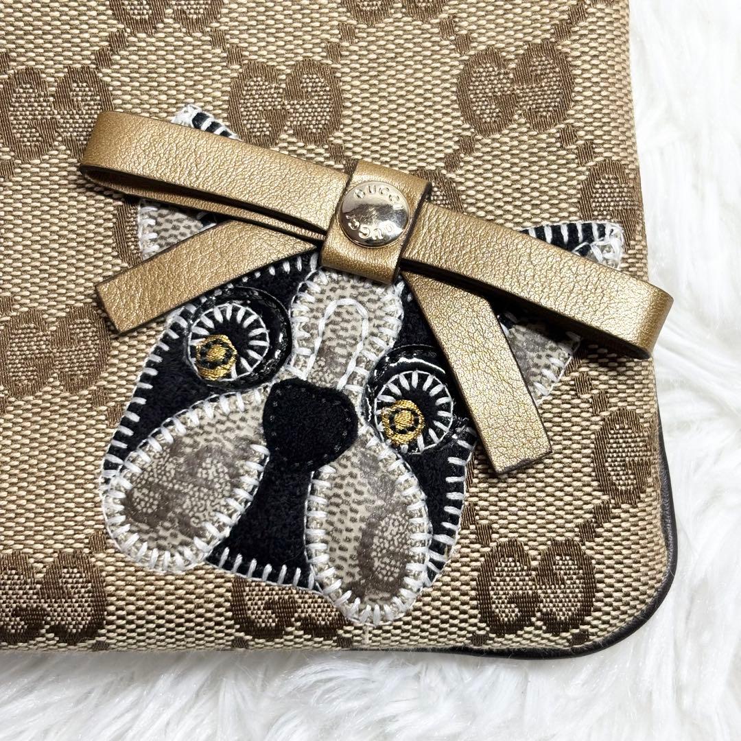 ✨箱あり✨ グッチ GGキャンバス フレンチブル ポーチ ストラップ ベージュ