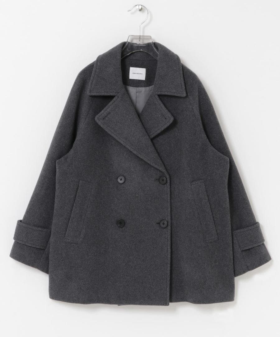 新品◆2025◆アーバンリサーチ◆スーパー100メルトンPコート《チャコール》