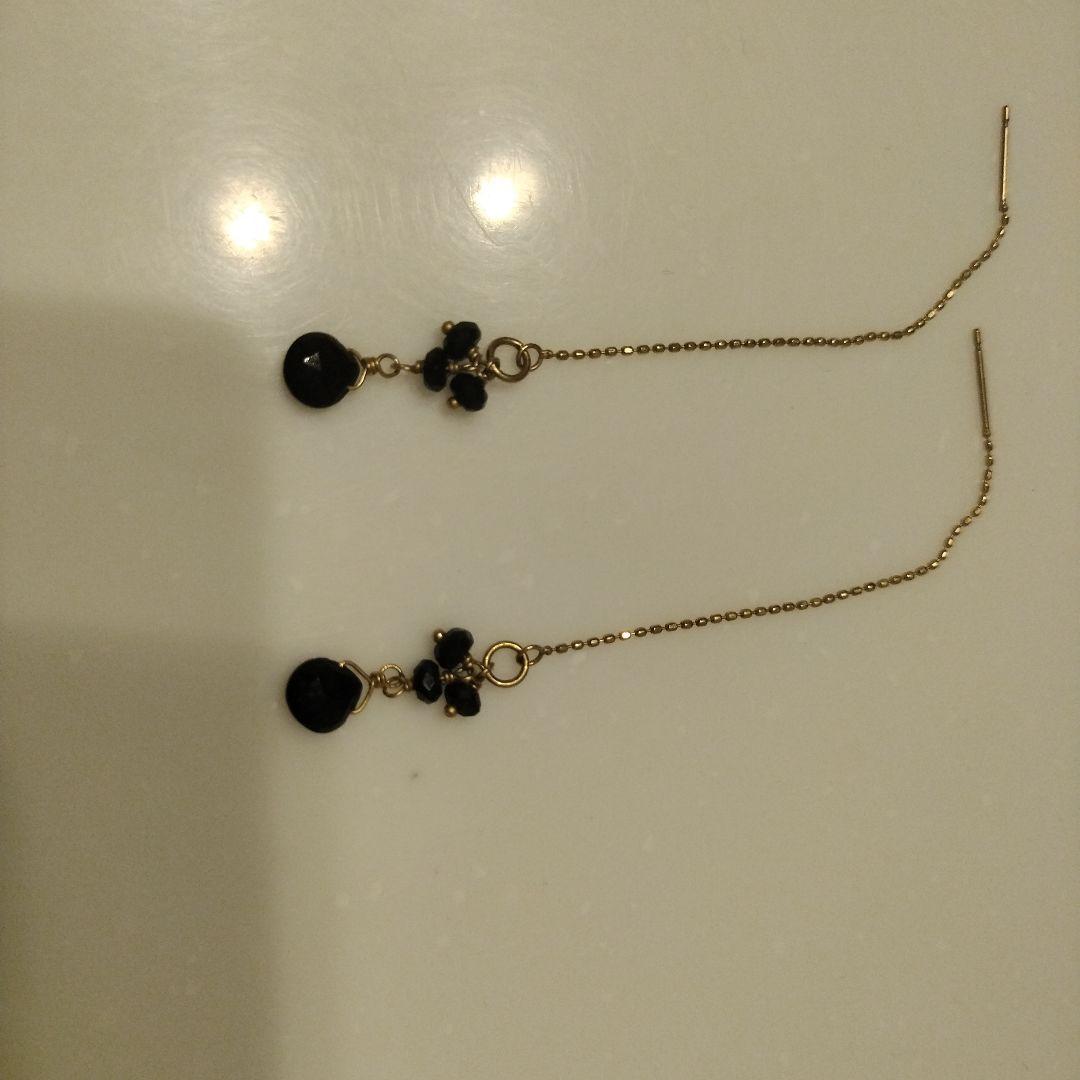 美品★アガット　k10ブラックスピネル　ピアス