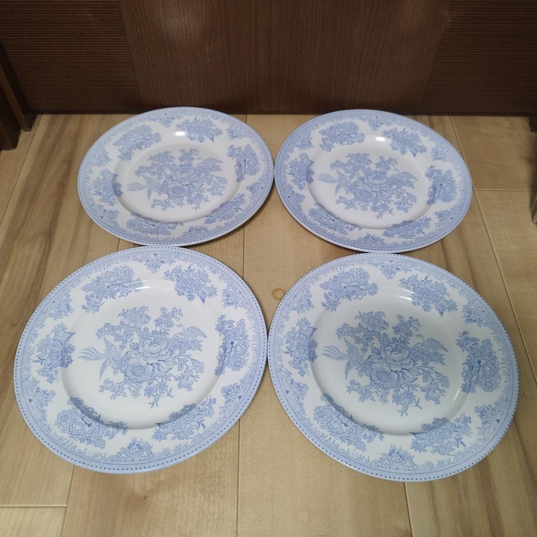 【4枚セット】バーレイ　ブルーアジアティックフェザンツ　ディナープレート25cm