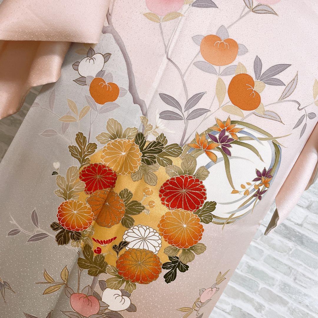 訪問着　フルセット　花丸紋　橘　ますいわ屋　金彩加工　着物　L4