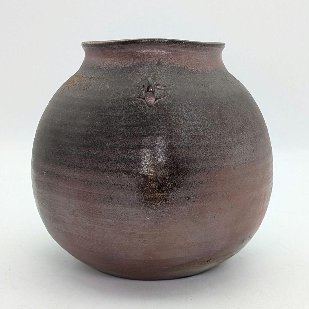 備前市無形文化財 柴岡信義 備前焼 壷 共箱共布栞 壺 つぼ 花器 花瓶 花生