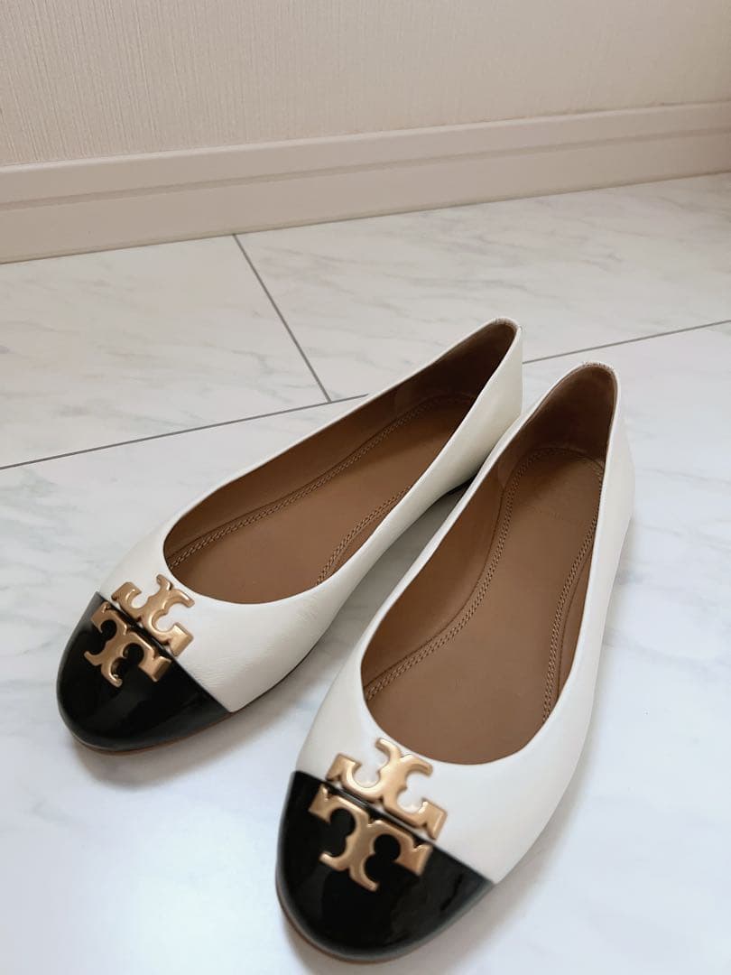 フラットシューズ ホワイト ブラック