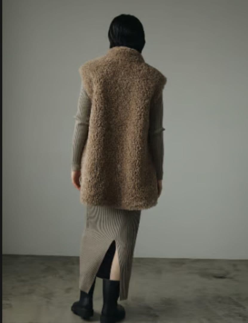 anuke/アンヌーク Eco Fur Vest モカ 38