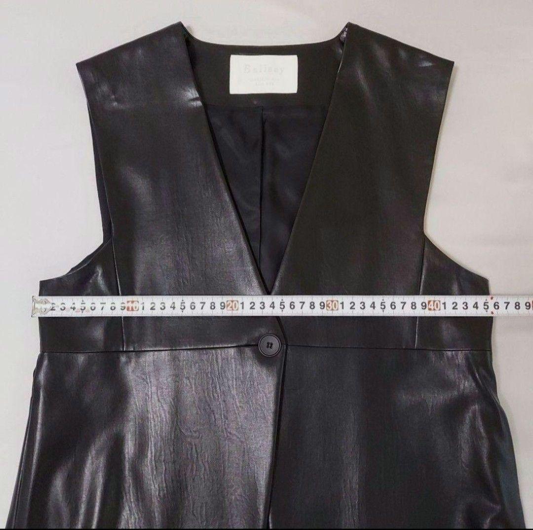 【未使用】Ballsey ジレ レザーライククロス Vネックジレ 36 ブラック