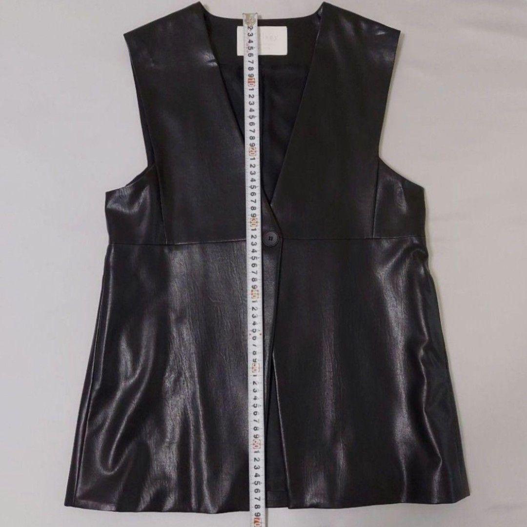 【未使用】Ballsey ジレ レザーライククロス Vネックジレ 36 ブラック