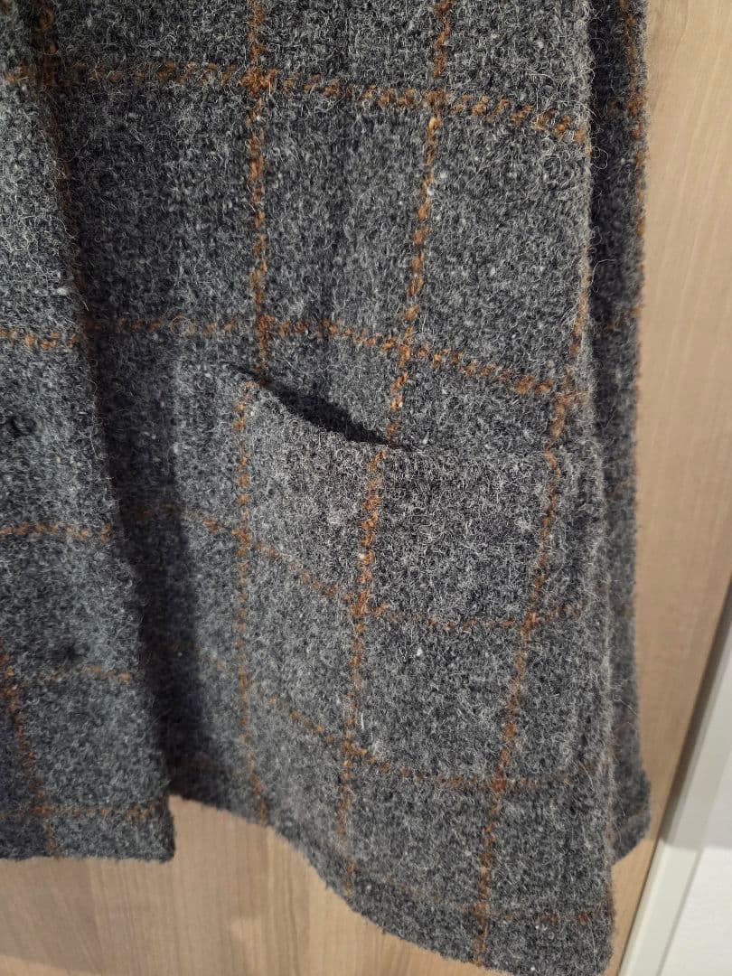 美品 ! D-due デ・ドゥエ チェック柄ウール混ジャケットコート