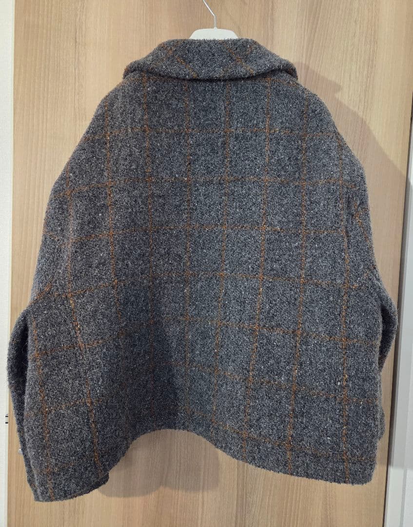 美品 ! D-due デ・ドゥエ チェック柄ウール混ジャケットコート