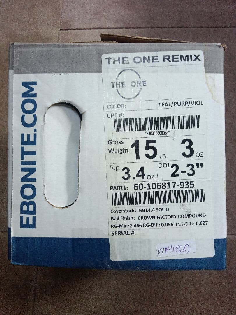 EBONITE THE ONE ボウリングボール　15ポンド3オンス