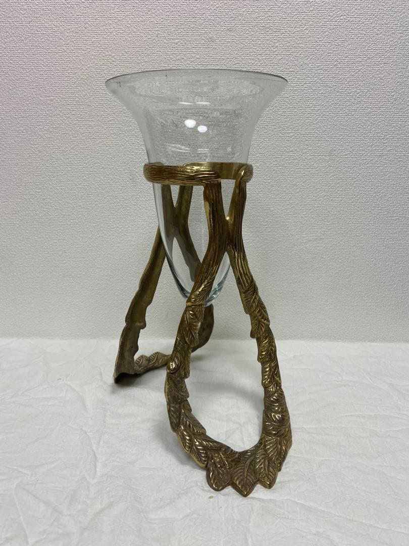 豪華/エレガント/真鍮/ブラス/ガラス/花瓶/フラワーベース