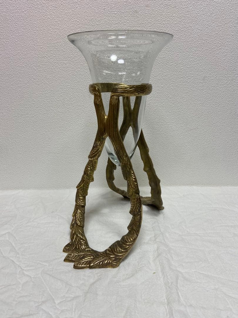 豪華/エレガント/真鍮/ブラス/ガラス/花瓶/フラワーベース