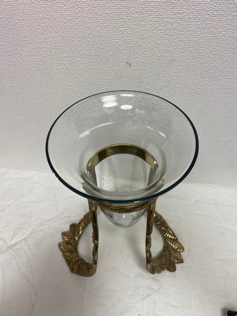 豪華/エレガント/真鍮/ブラス/ガラス/花瓶/フラワーベース