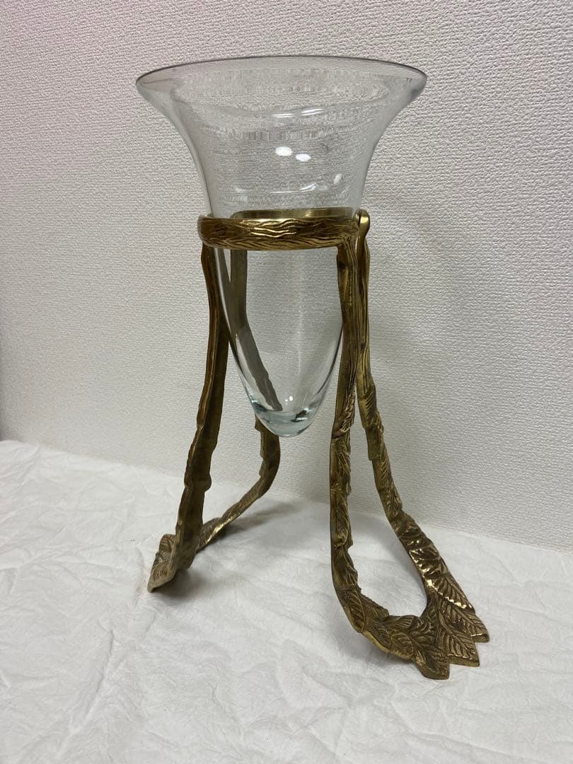 豪華/エレガント/真鍮/ブラス/ガラス/花瓶/フラワーベース