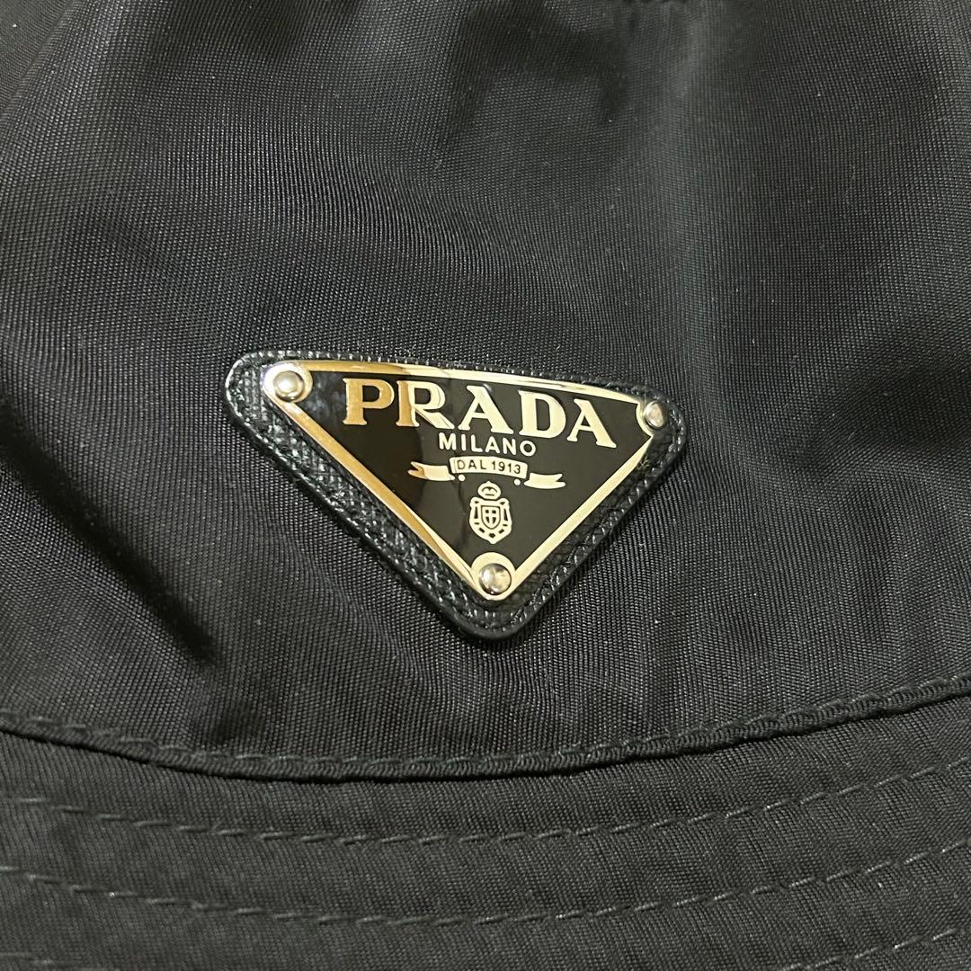 prada プラダ バケットハット ユニセックス M ナイロン 黒 ブラック