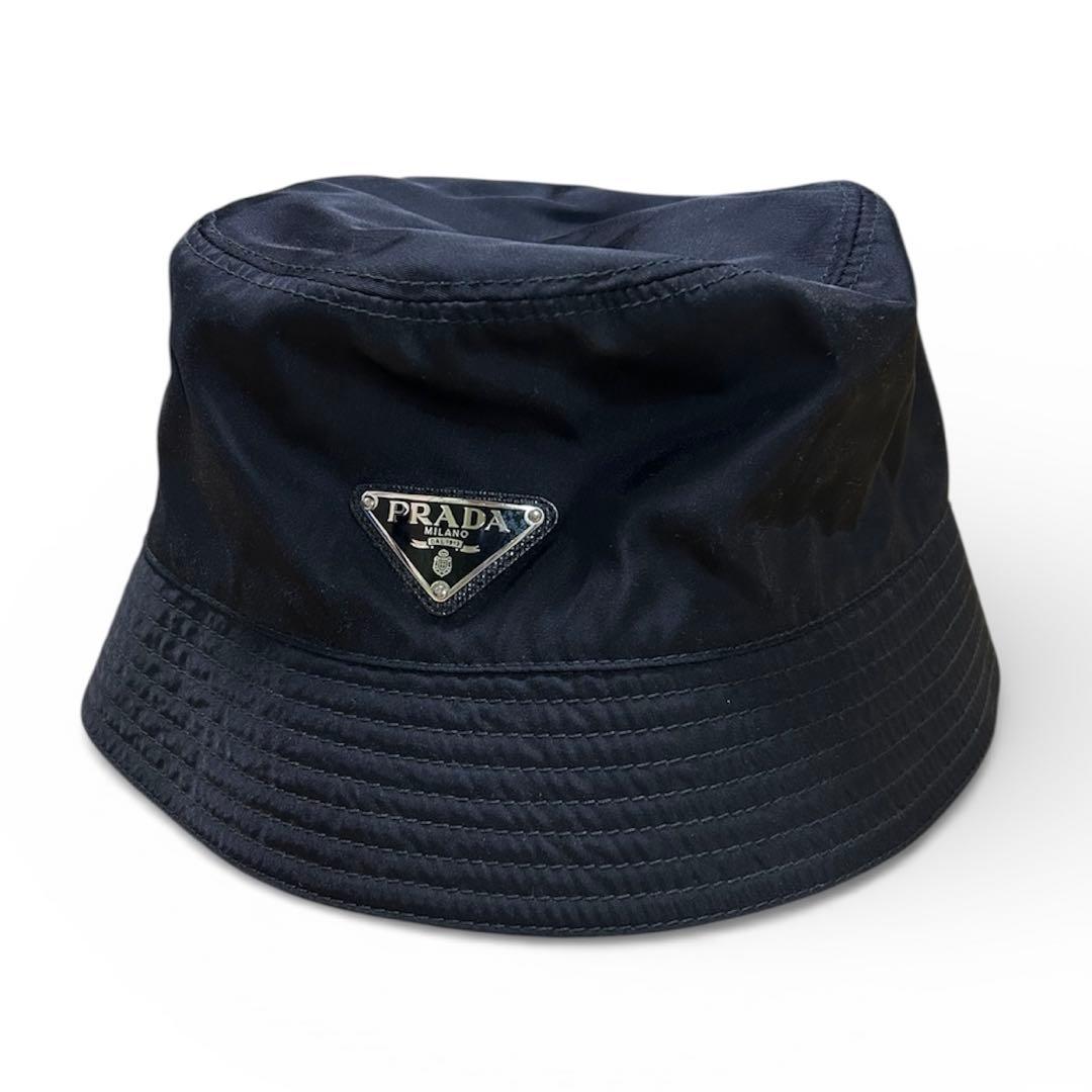 prada プラダ バケットハット ユニセックス M ナイロン 黒 ブラック