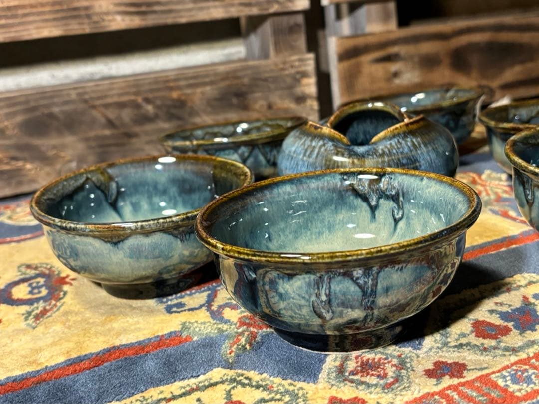 【希少】【箱入り未使用】　北海道　こぶ志焼　文色窯　小鉢　深皿セット！