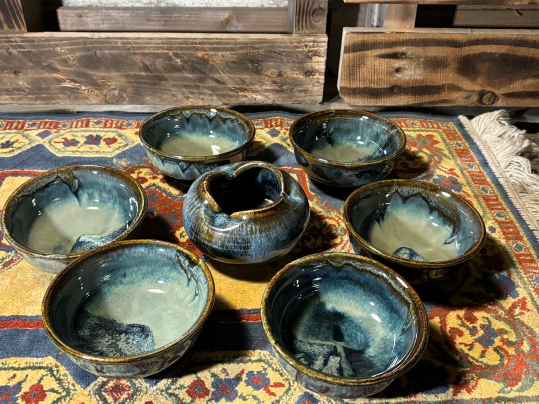 【希少】【箱入り未使用】　北海道　こぶ志焼　文色窯　小鉢　深皿セット！