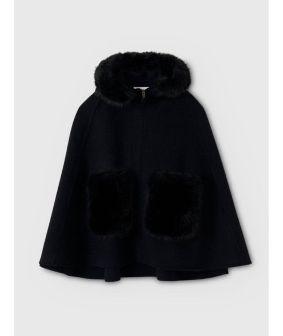 萌惠専用ファーポケットスカラップマントコート