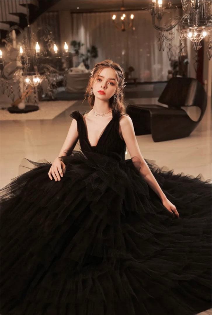 ブラックテウェディングドレス　XS