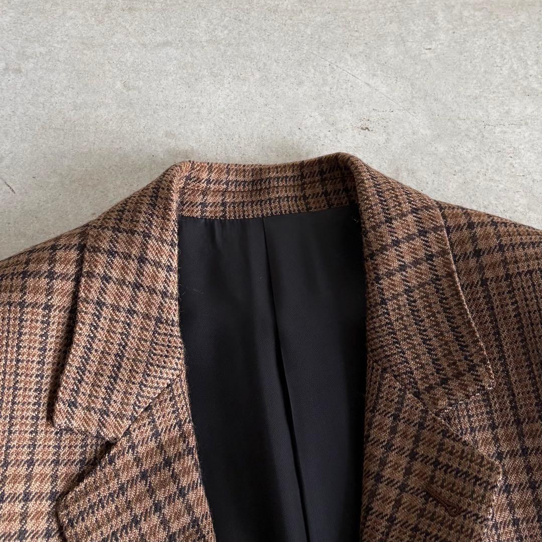 極美品 CELINE テーラードジャケット 34 ブラウン チェック ツイード