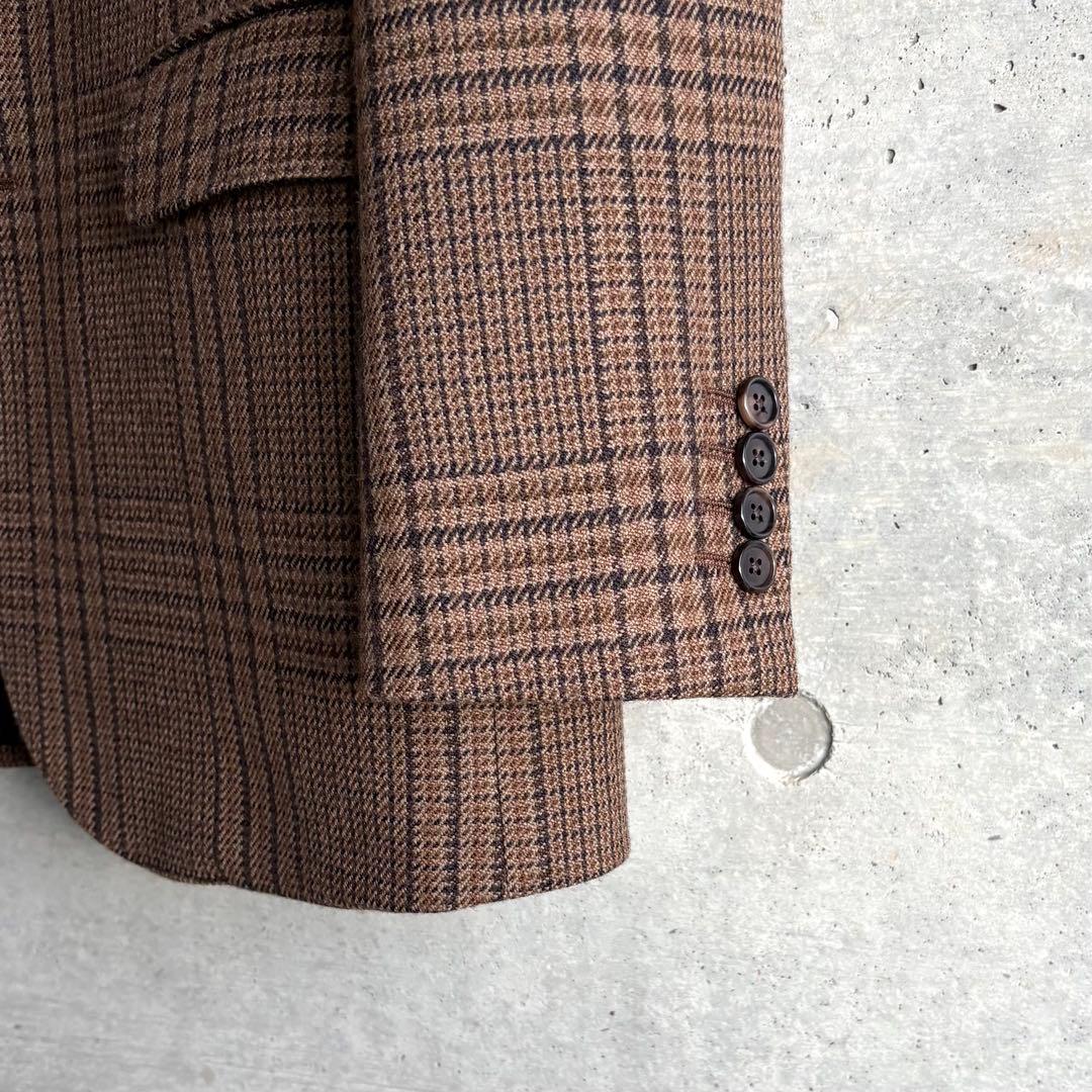 極美品 CELINE テーラードジャケット 34 ブラウン チェック ツイード