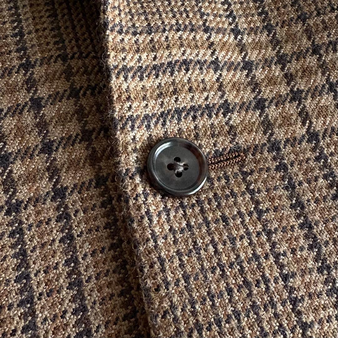 極美品 CELINE テーラードジャケット 34 ブラウン チェック ツイード