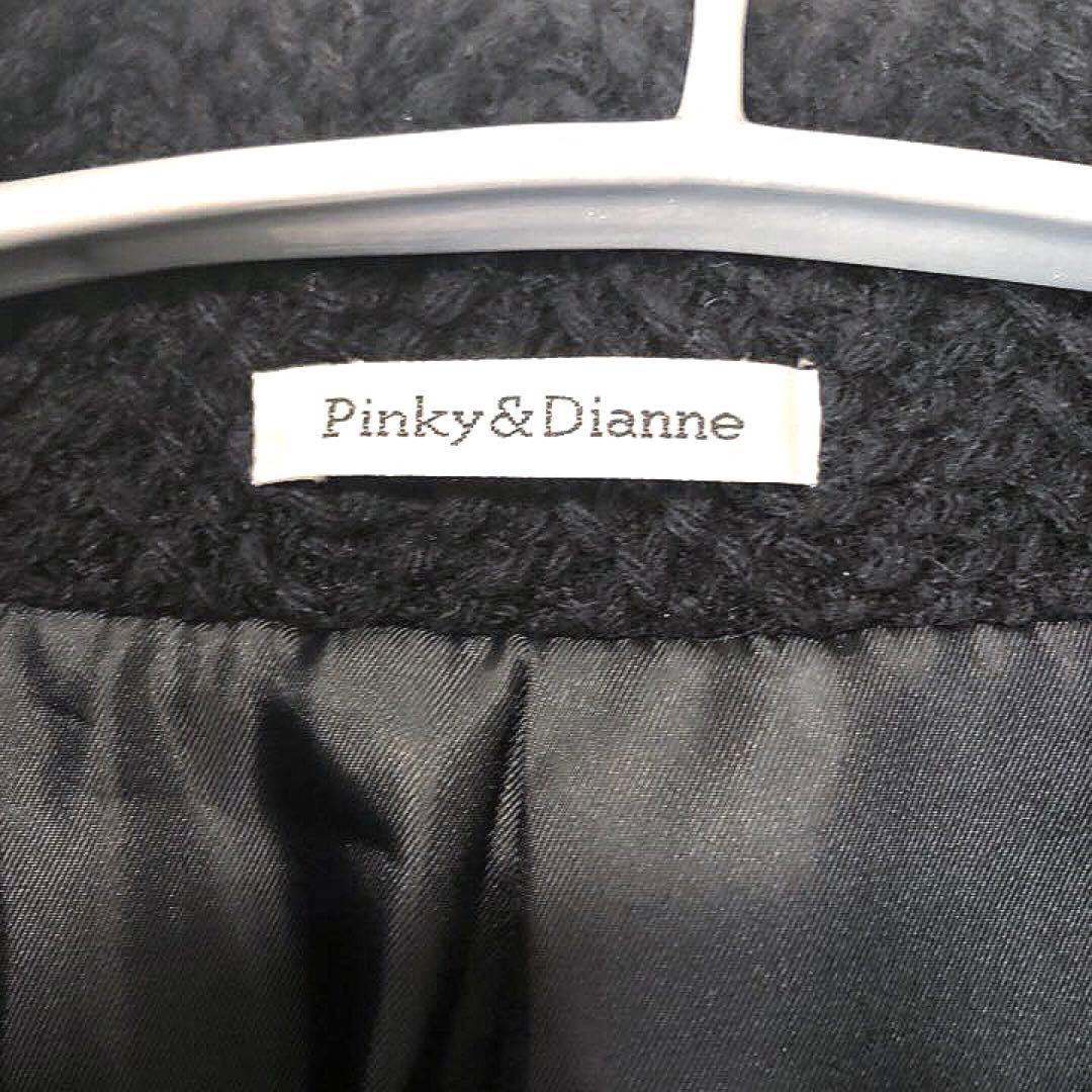 ピンキーアンドダイアン ベルト付きツイードロングコート M ブラック【美品】