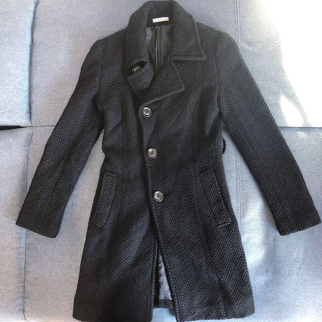 ピンキーアンドダイアン ベルト付きツイードロングコート M ブラック【美品】