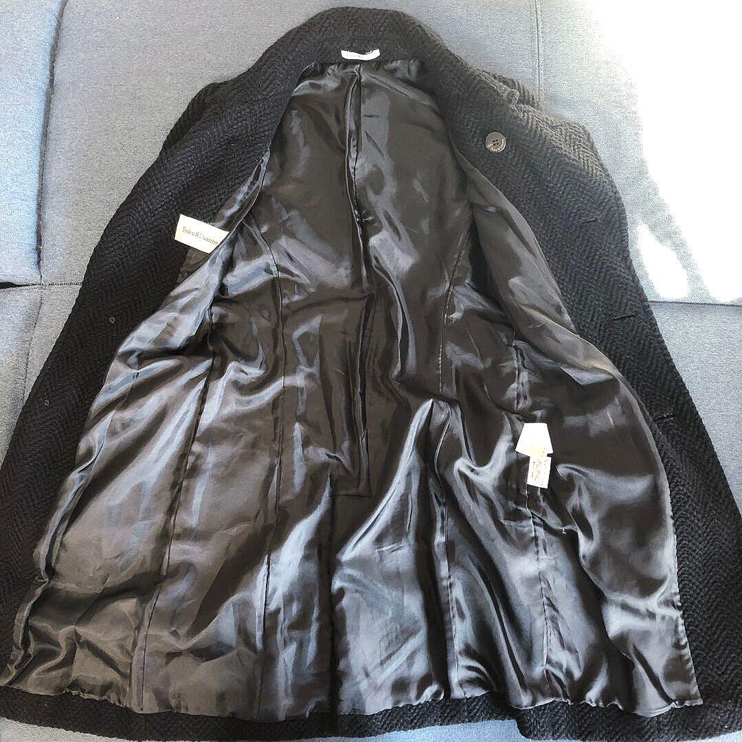 ピンキーアンドダイアン ベルト付きツイードロングコート M ブラック【美品】