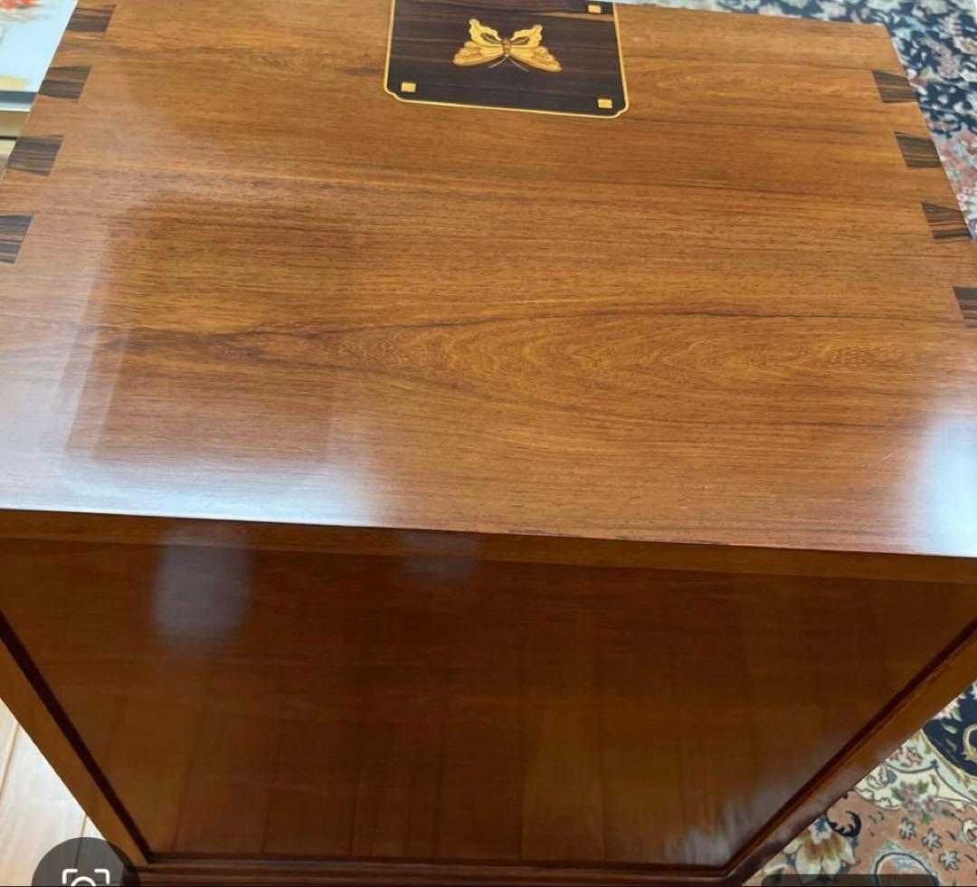 寄木箪笥　木象嵌　３段チェスト　サイドボード 整理箪笥　寄木細工　鍵付き