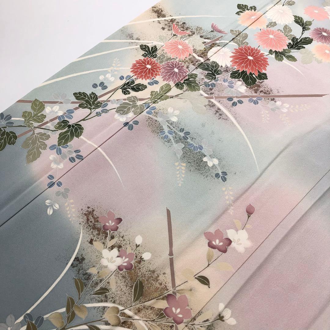 付下げ 作家物 菊の花模様 金彩 丹後縮緬 ガード加工 KK-2409