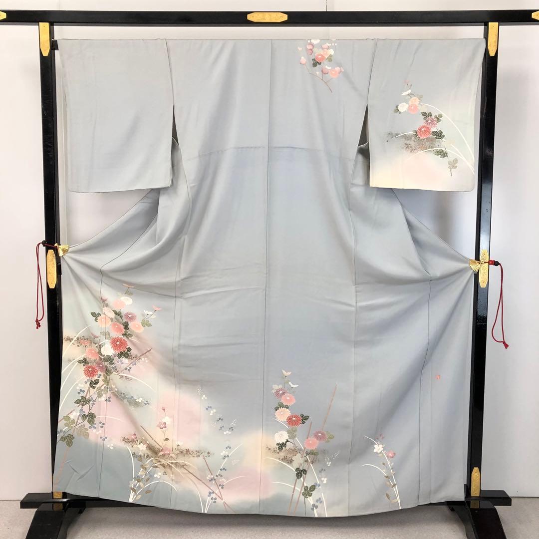 付下げ 作家物 菊の花模様 金彩 丹後縮緬 ガード加工 KK-2409