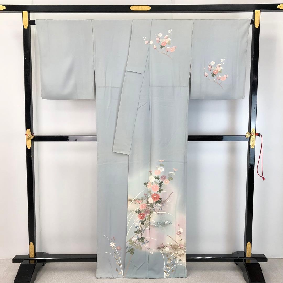 付下げ 作家物 菊の花模様 金彩 丹後縮緬 ガード加工 KK-2409