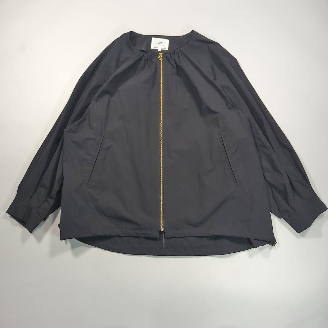 23区 23SS ４６ ナイロンジャケット　ストレッチ ノーカラー ブルゾン　黒