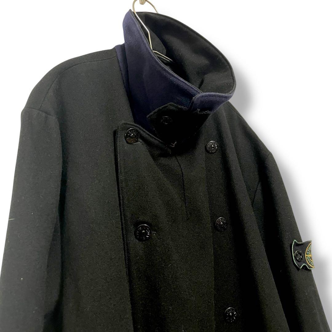 94aw/ストーンアイランド/ダブルブレストＰコート/マッシモオスティーXL黒