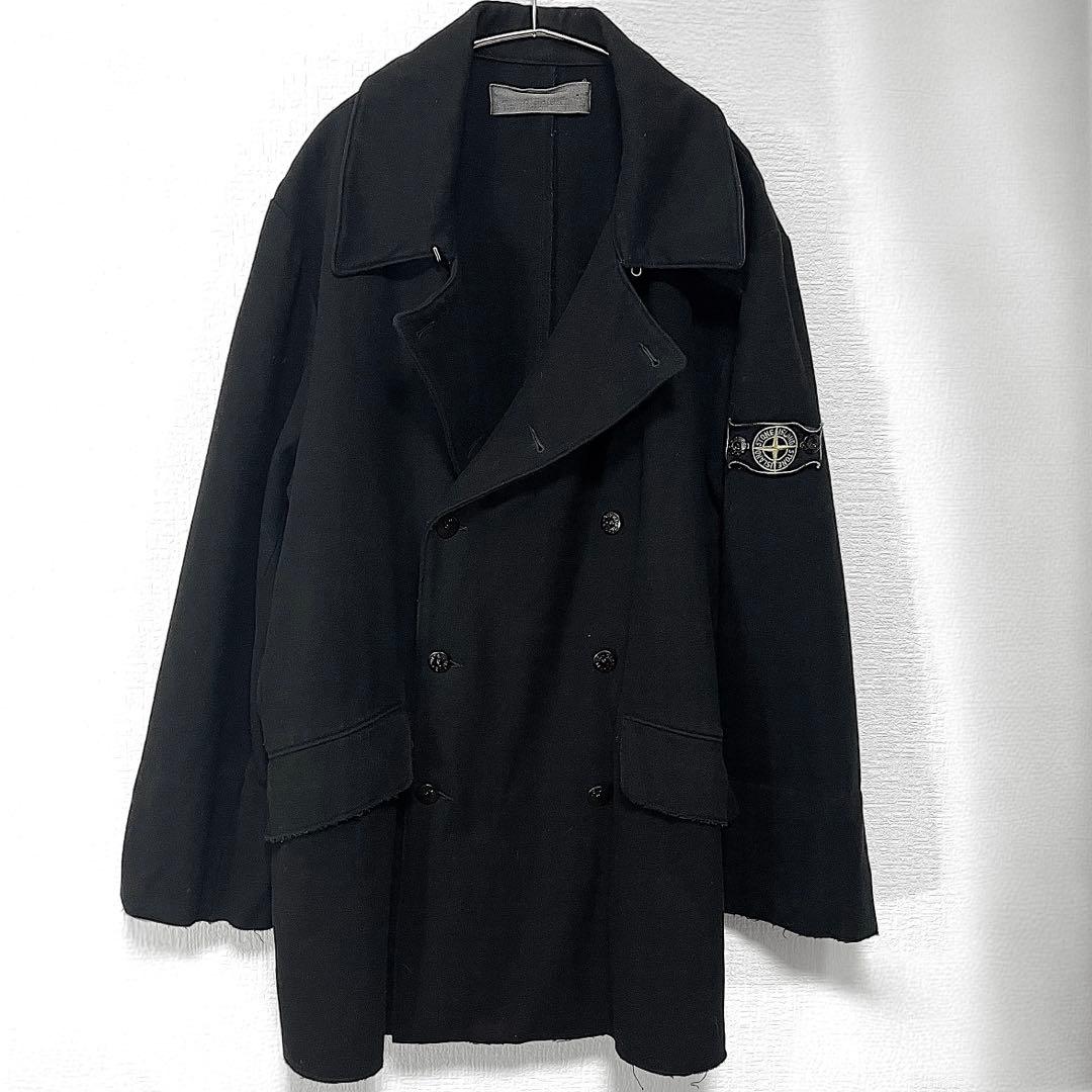 94aw/ストーンアイランド/ダブルブレストＰコート/マッシモオスティーXL黒