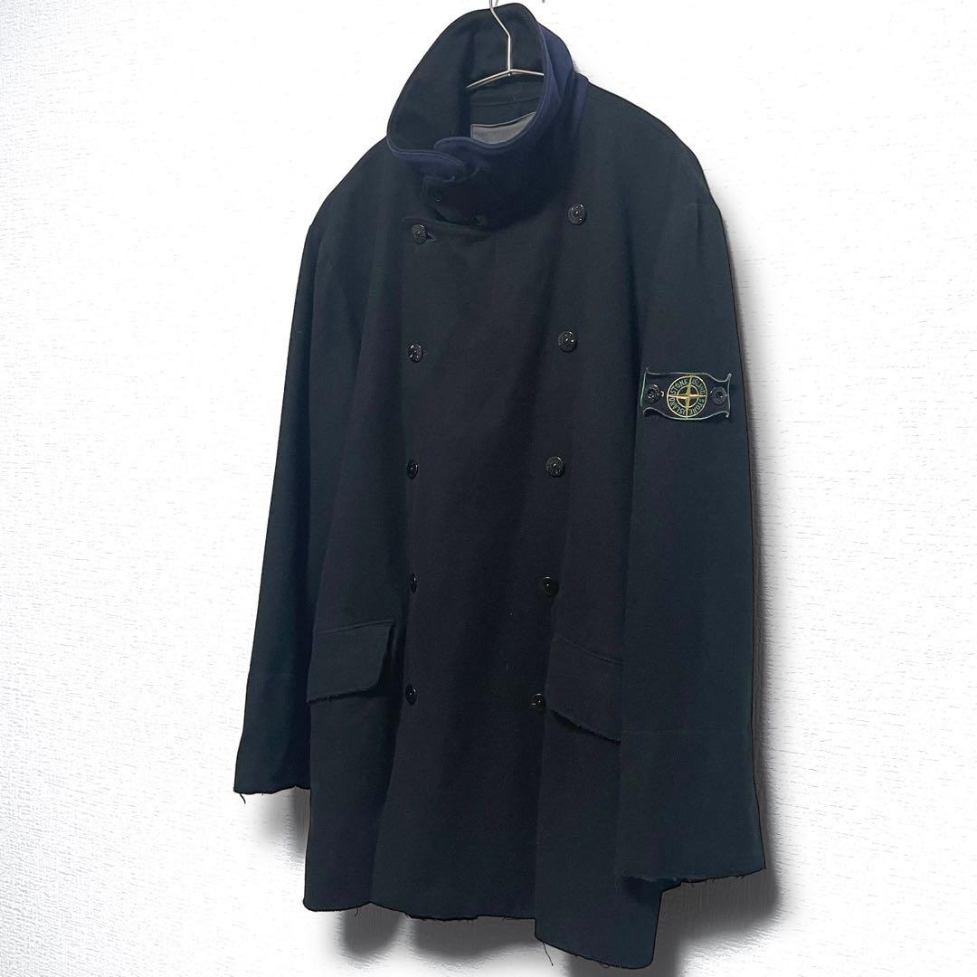 94aw/ストーンアイランド/ダブルブレストＰコート/マッシモオスティーXL黒
