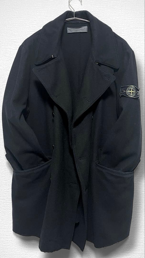 94aw/ストーンアイランド/ダブルブレストＰコート/マッシモオスティーXL黒