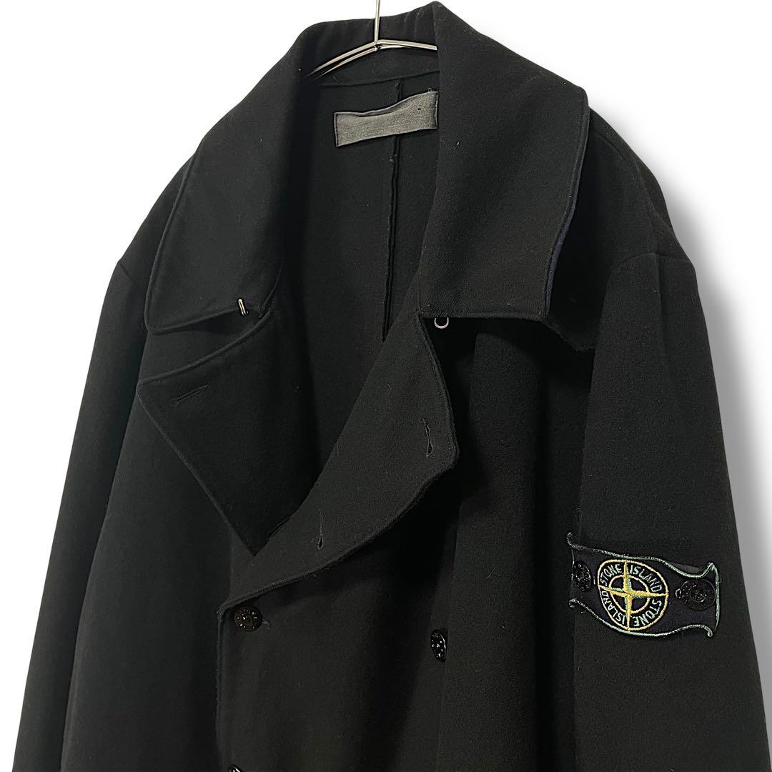 94aw/ストーンアイランド/ダブルブレストＰコート/マッシモオスティーXL黒