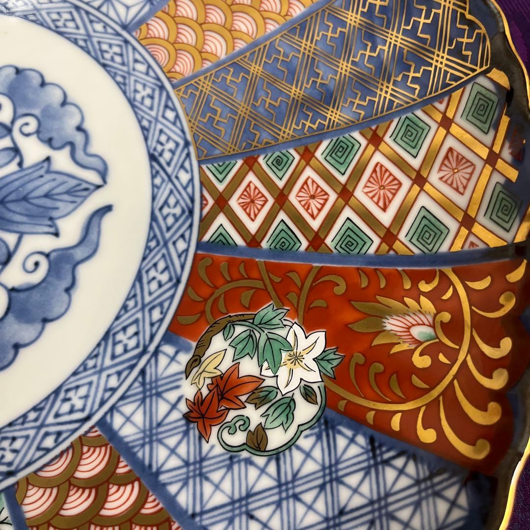 有田焼　龍峰窯　金彩　花風流　大皿