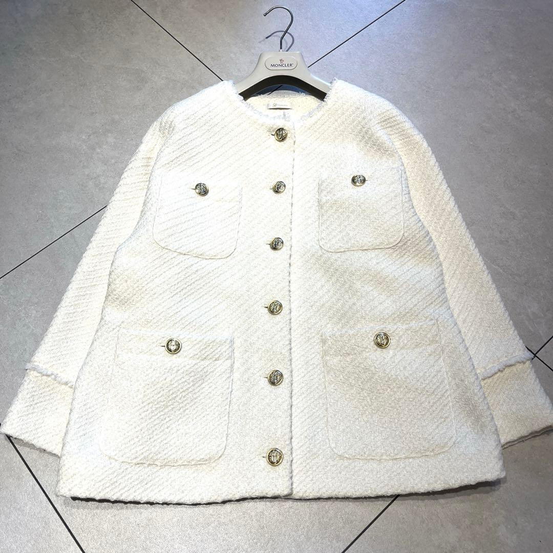 Loungedress★ツイードノーカラージャケット　金ボタン