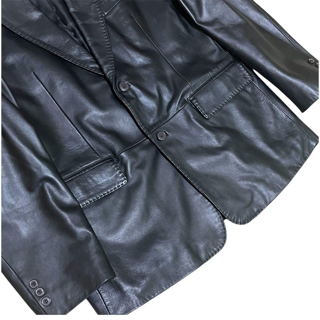 美品✨BALMAIN バルマン ラムレザー テーラードジャケット ブラック XL