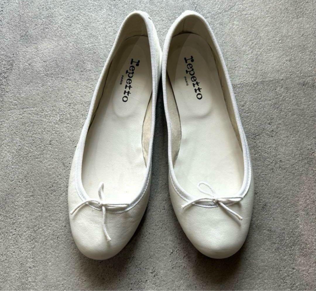 repetto レザー バレエシューズ ラウンドトゥ ホワイト 39.5
