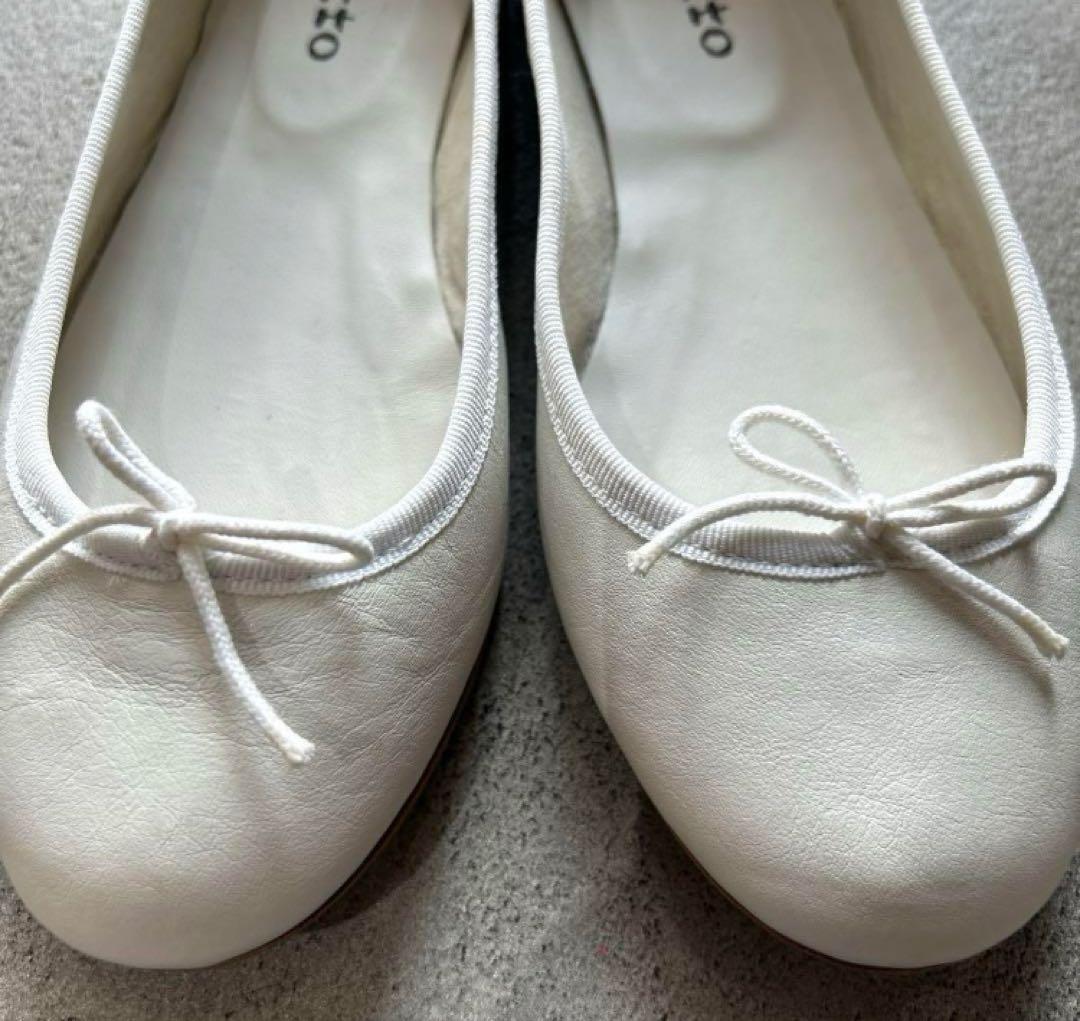 repetto レザー バレエシューズ ラウンドトゥ ホワイト 39.5