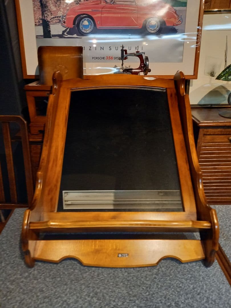 1970's　カリモク　コロニアル　壁掛け　鏡　ウォール　ラック付　ミラー