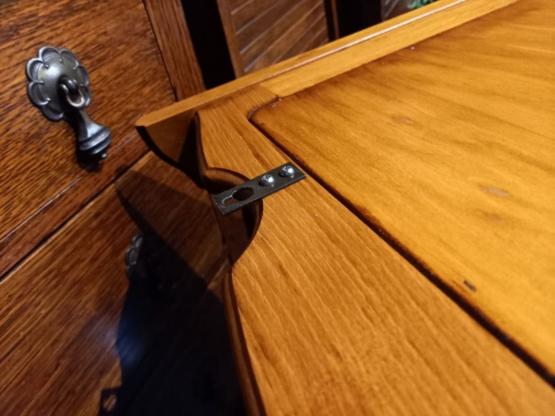 1970's　カリモク　コロニアル　壁掛け　鏡　ウォール　ラック付　ミラー