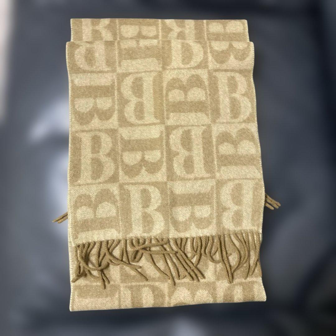 バーバリー　ベージュ Bロゴ　レア？パターン　カラー マフラー　カシミヤ100%