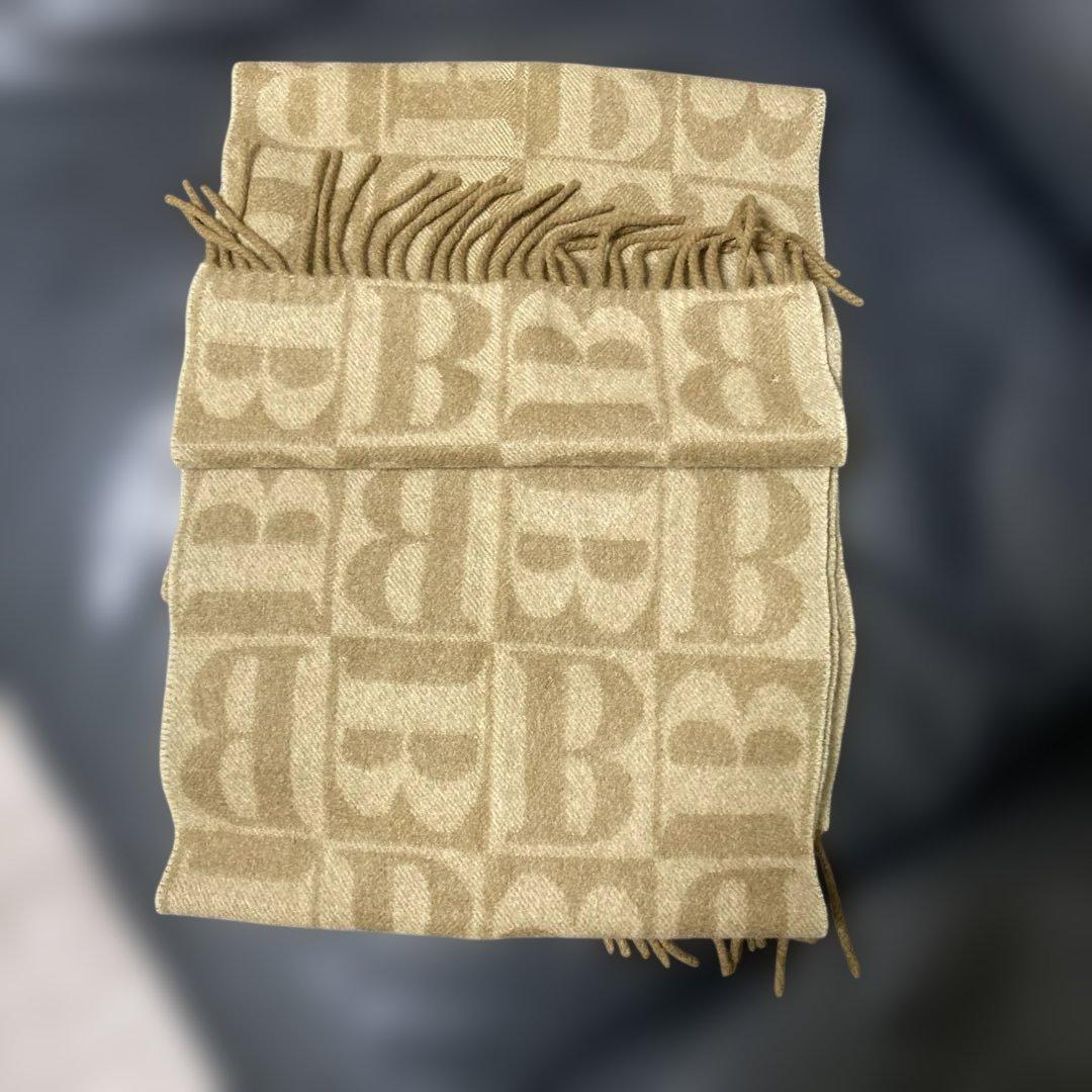 バーバリー　ベージュ Bロゴ　レア？パターン　カラー マフラー　カシミヤ100%