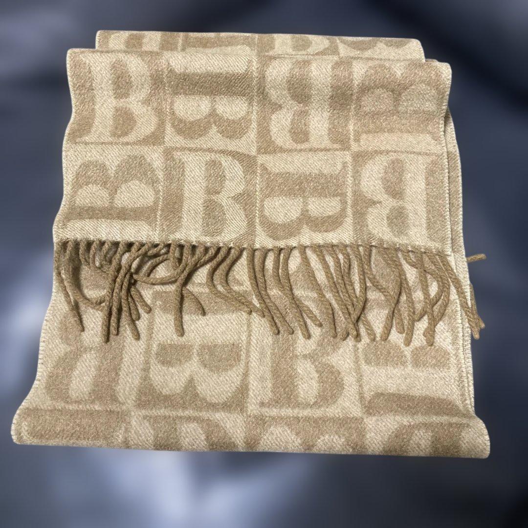 バーバリー　ベージュ Bロゴ　レア？パターン　カラー マフラー　カシミヤ100%